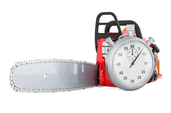 Chainsaw Stopwatch Rendering Isolated White Background — Fotografia de Stock