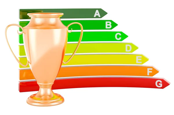 Golden Cup Award Energy Efficiency Chart Rendering Isolated White Background — Stockfoto