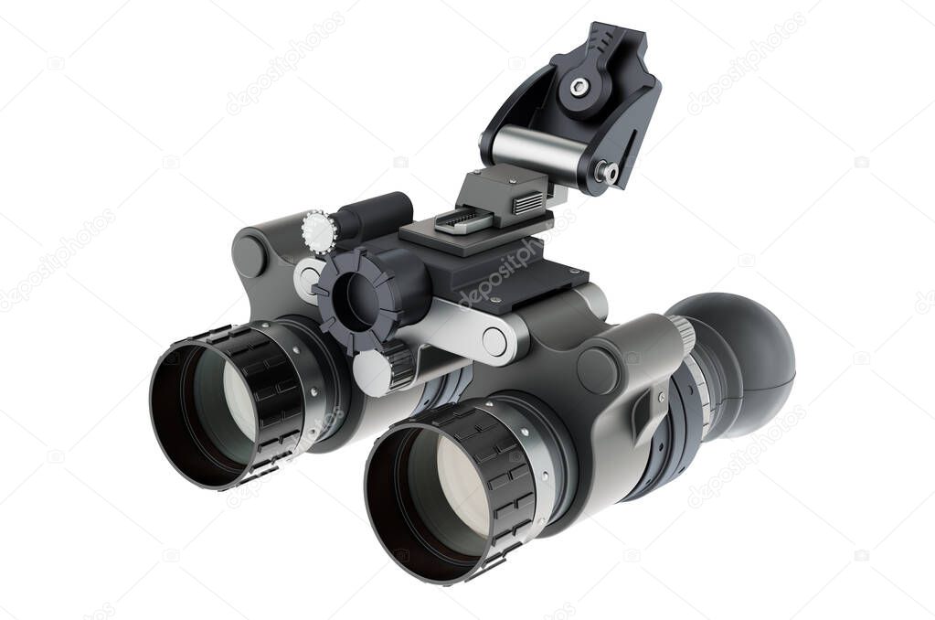 Night Vision Goggles with Digital Infrared System, 3D rendering isolated on  white background 