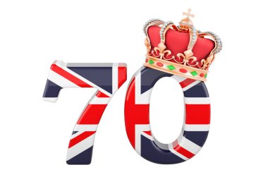Platinum Jubilee of Elizabeth II, 70th anniversary of the accession of Queen Elizabeth II , 3D rendering isolated on white background clipart