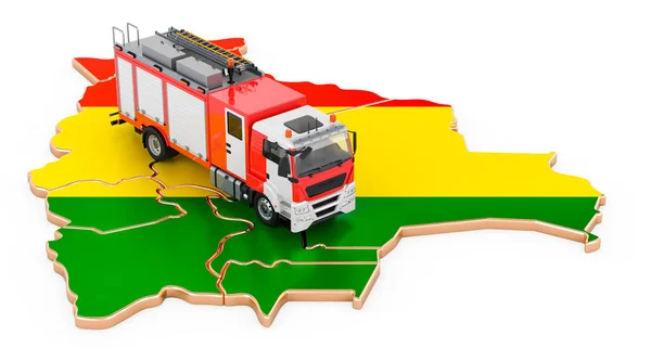 Пожежна Служба Болівії Вантажівка Пожежних Двигунів Болівійській Карті Рендеринг Ізольований — стокове фото