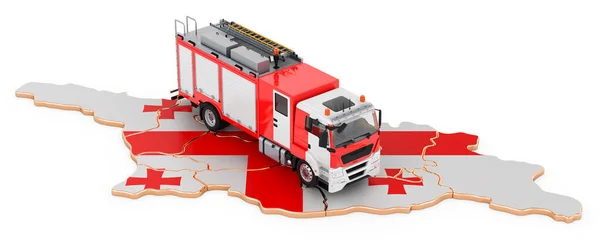 Brandweer Georgië Brandweerwagen Georgische Kaart Rendering Geïsoleerd Witte Achtergrond — Stockfoto