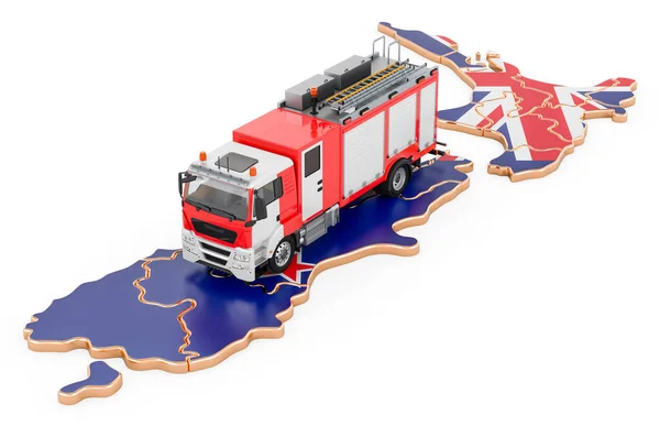 Brandkåren Nya Zeeland Brandbil Nya Zeelands Karta Rendering Isolerad Vit — Stockfoto