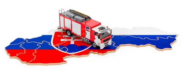 Вогневий Відділ Словаччині Вантажівка Пожежних Двигунів Словацькій Карті Рендеринг Ізольований — стокове фото
