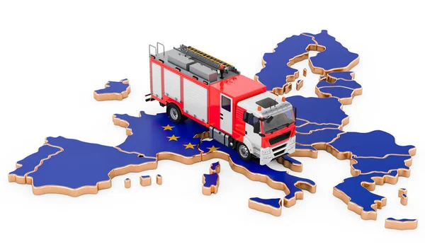 Departamento Bomberos Unión Europea Camión Bomberos Mapa Representación Aislada Sobre — Foto de Stock