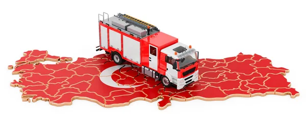 Service Incendie Turquie Camion Pompiers Sur Carte Turque Rendu Isolé — Photo