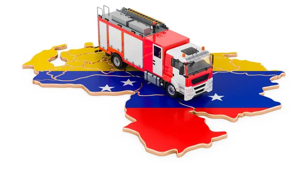 Feuerwehr Venezuela Feuerwehrauto Auf Der Landkarte Venezuelas Rendering Isoliert Auf — Stockfoto