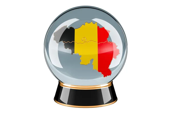 Bola Cristal Com Mapa Belga Previsão Previsão Para Bélgica Conceito — Fotografia de Stock