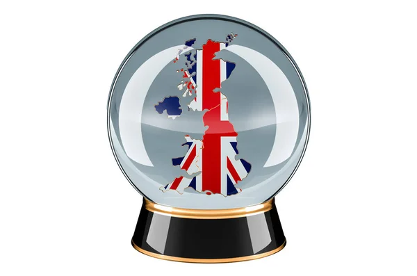 Kristallboll Med Brittisk Karta Prognoser Och Förutsägelser För Storbritannien Konceptet — Stockfoto