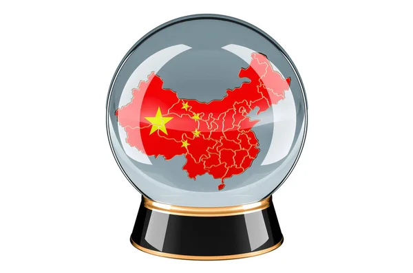 Bola Cristal Con Mapa Chino Pronóstico Predicción Para China Concepto — Foto de Stock