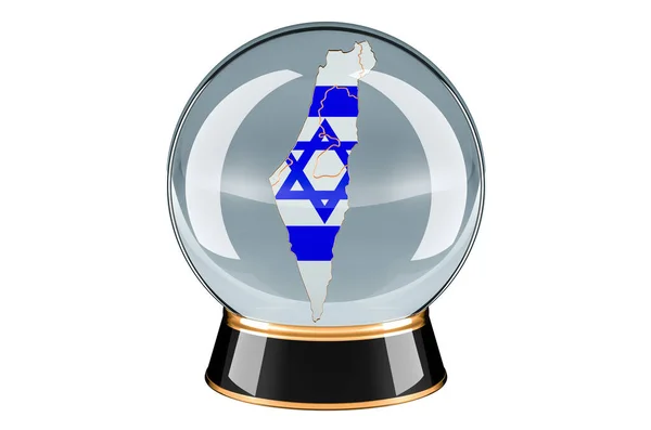 Kryształowa Kula Izraelską Mapą Prognozy Prognozy Dla Izraela Koncepcja Rendering — Zdjęcie stockowe