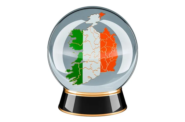 アイルランドの地図とクリスタルボール アイルランド 概念の予測と予測 白い背景に隔離された3Dレンダリング — ストック写真