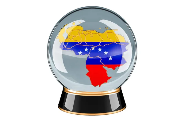 ベネズエラ地図とクリスタルボール ベネズエラの予測と予測 白い背景に隔離された3Dレンダリング — ストック写真