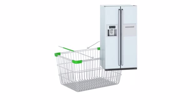 Çift Kapılı Buzdolabı Yan Kapı Sistemi Olan Buzdolabı Alışveriş Sepetine — Stok video