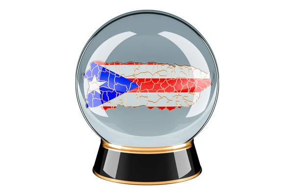 Kristallen Bal Met Puerto Ricaanse Kaart Voorspelling Voorspelling Voor Puerto — Stockfoto