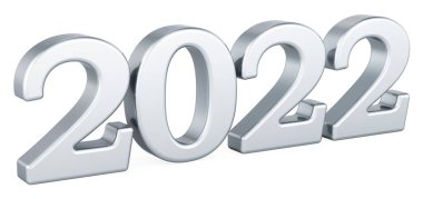 Gümüş 2022, 3D görüntüleme beyaz arkaplanda izole edildi