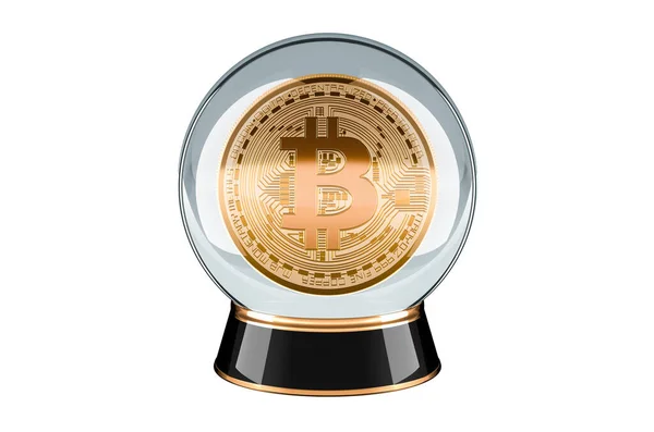 Concepto Predicción Precio Bitcoin Bola Cristal Con Bitcoin Dentro Representación —  Fotos de Stock