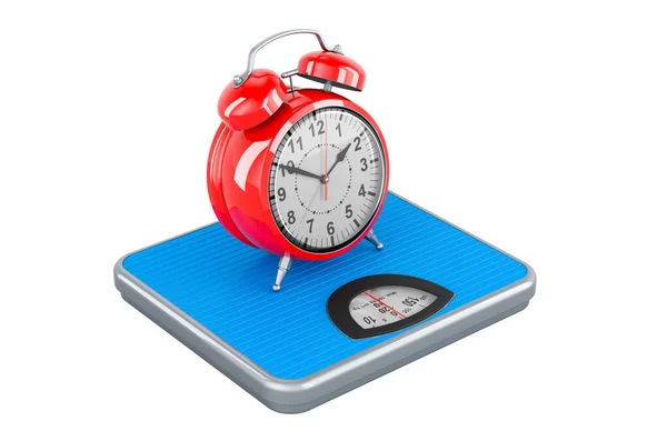 Weight Scale Alarm Clock Time Diet Slimming Concept Rendering Isolated — Stock Photo, Image