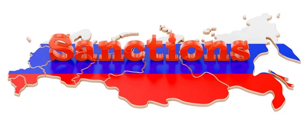 Sanções Contra Rússia Conceito Renderização Isolada Fundo Branco — Fotografia de Stock