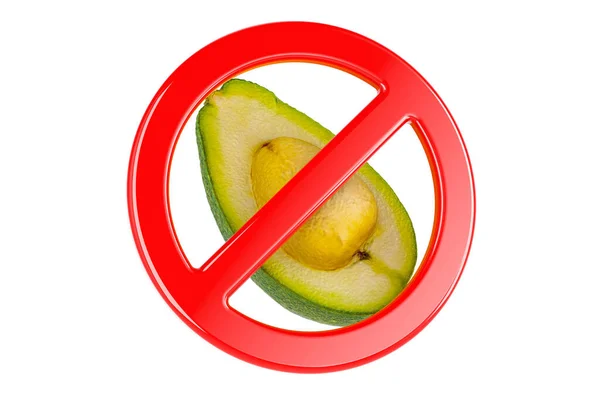 Avocado Cross Section Forbidden Sign Rendering Isolated White Background — Stock Photo, Image