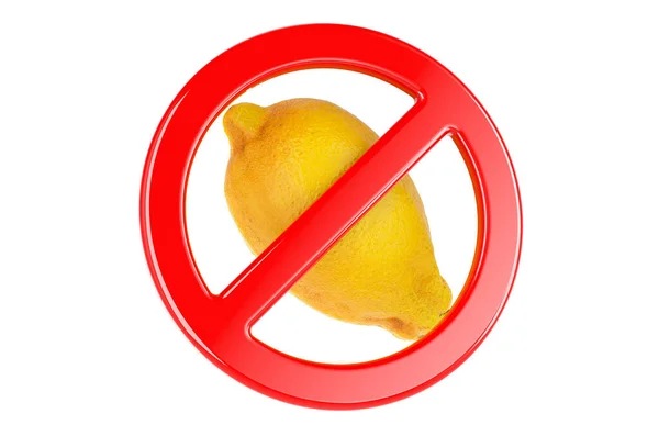 Limão Com Sinal Proibido Renderização Isolada Fundo Branco — Fotografia de Stock
