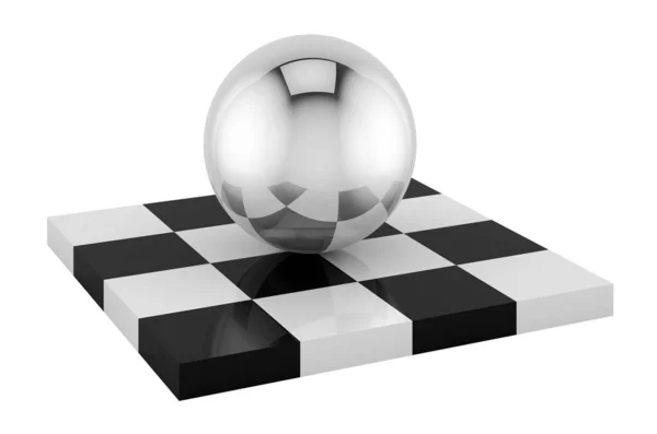 Black White Checker Board Sphere Rendering Isolated White Background — Stock Fotó