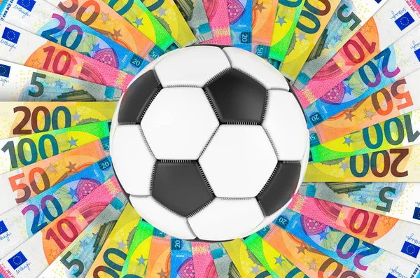 Soccer Ball Money Online Sport Bets Rendering — Stock Photo, Image
