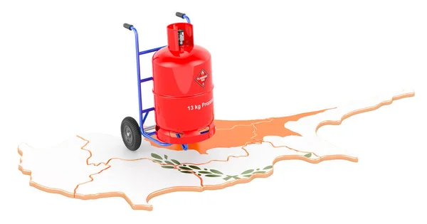 Cypriot Map Propane Gas Cylinder Hand Truck Gas Delivery Service — стоковое фото