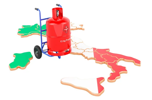 Italian Map Propane Gas Cylinder Hand Truck Gas Delivery Service — Foto Stock