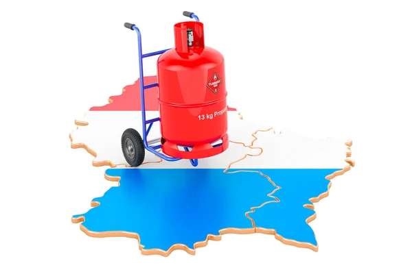 Luxembourgish Map Propane Gas Cylinder Hand Truck Gas Delivery Service — Stockfoto