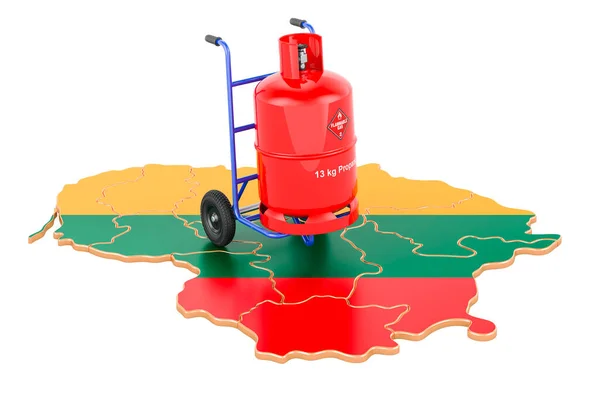 Lithuanian Map Propane Gas Cylinder Hand Truck Gas Delivery Service — Foto de Stock
