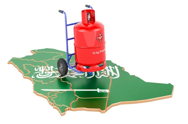 Saudi Arabian Map Propane Gas Cylinder Hand Truck Gas Delivery — 스톡 사진