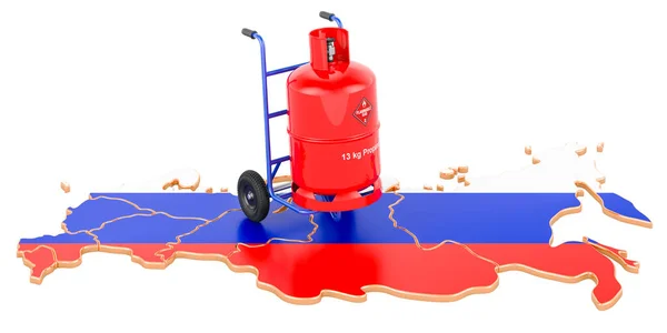 Russian Map Propane Gas Cylinder Hand Truck Gas Delivery Service — Stockfoto