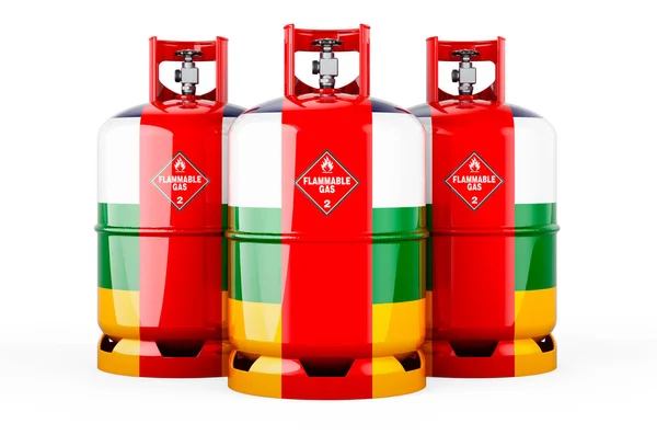 Central African Flag Painted Propane Cylinders Compressed Gas Rendering Isolated — 스톡 사진