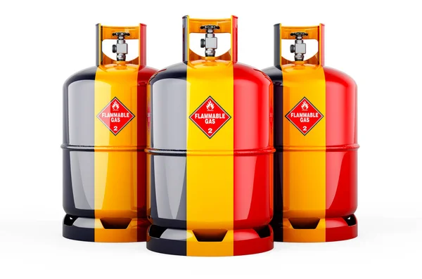 Chadian Flag Painted Propane Cylinders Compressed Gas Rendering Isolated White — Fotografia de Stock