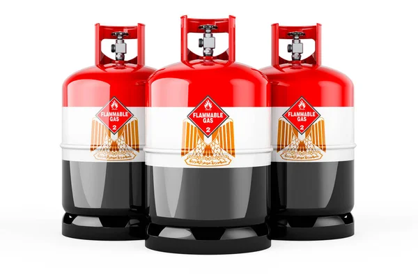 Bendera Mesir Dicat Pada Silinder Propana Dengan Gas Terkompresi Render — Stok Foto