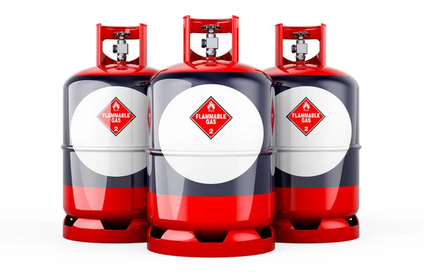 Laotian Flag Painted Propane Cylinders Compressed Gas Rendering Isolated White — 스톡 사진