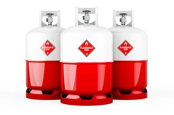 Polish flag painted on the propane cylinders with compressed gas, 3D rendering isolated on white background