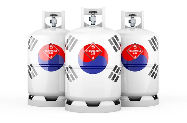 South Korean Flag Painted Propane Cylinders Compressed Gas Rendering Isolated — Zdjęcie stockowe