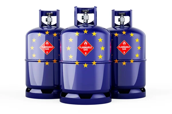 Flag Painted Propane Cylinders Compressed Gas Rendering Isolated White Background — 스톡 사진