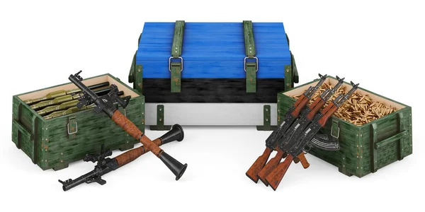 Armes Fournitures Militaires Estonie Concept Rendu Isolé Sur Backgroun Blanc — Photo