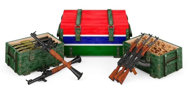 Armas Material Militar Gâmbia Conceito Renderização Isolada Fundo Branco — Fotografia de Stock