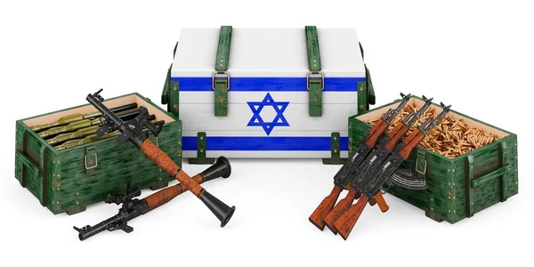 Όπλα Στρατιωτικές Προμήθειες Στο Ισραήλ Ιδέα Απόδοση Απομονωμένη Λευκό Φόντο — Φωτογραφία Αρχείου