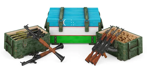 Armes Fournitures Militaires Ouzbékistan Concept Rendu Isolé Sur Fond Blanc — Photo
