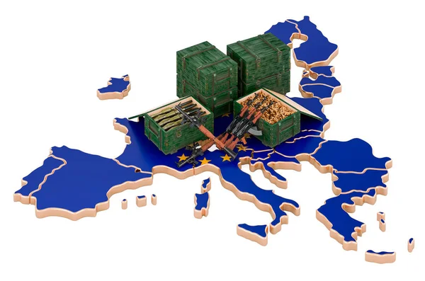 Die Landkarte Mit Waffen Militärgüter Der Europäischen Union Konzept Rendering — Stockfoto