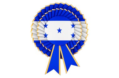 Ödül rozetinin üzerine Honduras bayrağı boyanmış. Beyaz arkaplanda 3B görüntüleme izole edildi