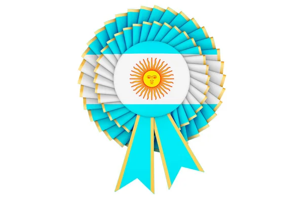 Bandera Argentina Pintada Roseta Cinta Premio Representación Aislada Sobre Fondo — Foto de Stock