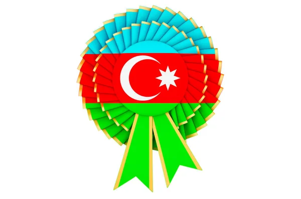 Bendera Azerbaijan Dicat Pita Penghargaan Rosette Pencitraan Diisolasi Pada Latar — Stok Foto