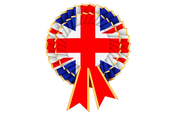 Britse Vlag Geschilderd Het Award Lint Rozet Rendering Geïsoleerd Witte — Stockfoto