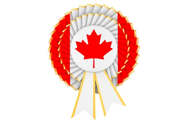Canadese Vlag Geschilderd Het Award Lint Rozet Rendering Geïsoleerd Witte — Stockfoto